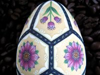 Victorian Garden Ukrainian Easter Egg Pysanky By So Jeo : pysanky pysanka ukrainian easter egg batik art sojeo florals flowers birds stars trees vines blooms buds bluebird owl art sojeo so jeo eggshell egg shell blown decoration ivy garden rainbow rosie posy nightshad victorian trees etched brown chicken eggs turkey